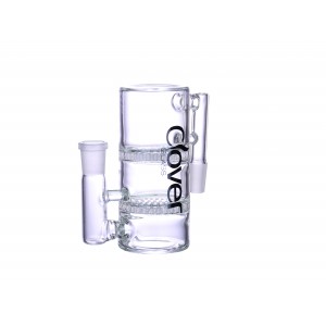 14mm Clover Glass 90 Angle Double Honey Comb Perc Ash Catcher [WPG-04]